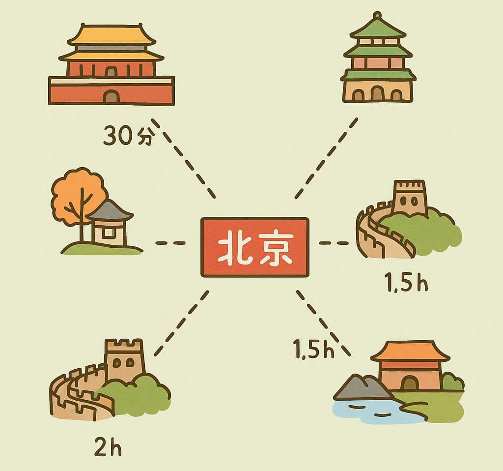 北京市區 → 熱門景點車程